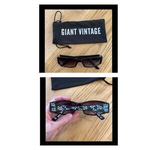 Giant Vintage Floral Sunglasses in Black